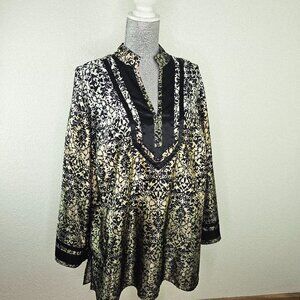 LANE BRYANT Tunic Ombré Satin Black Gold